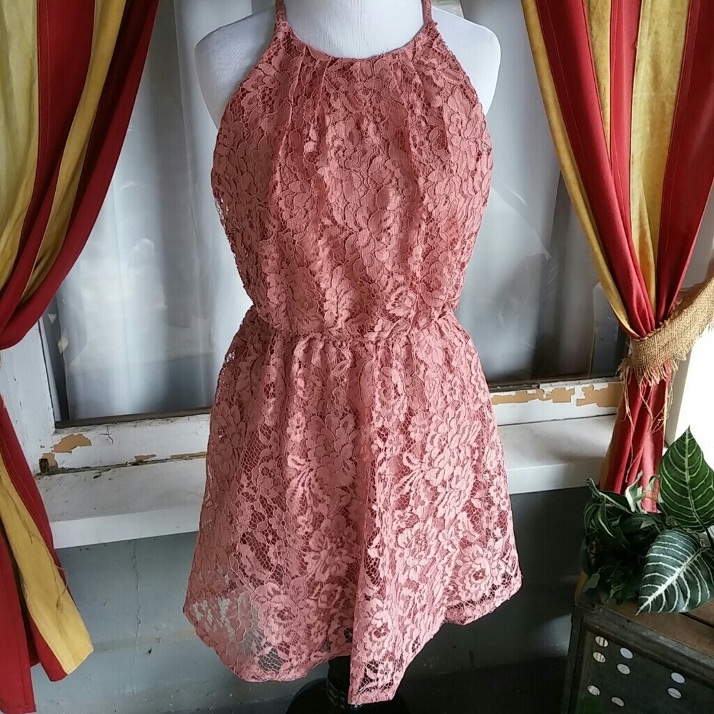 Maurices beautiful lace dress rose colored woman's dress sz small NWT sleeveless
